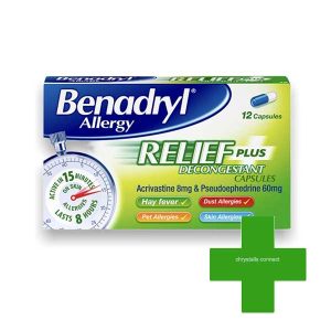 Benadryl Plus Decongestant 12 Capsules